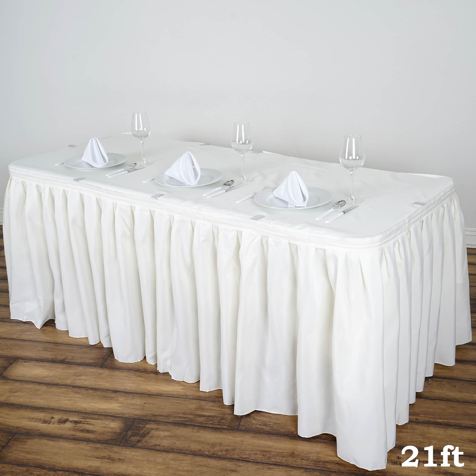 21 feet x 29" Polyester Banquet Table Skirt Wedding Party Linens Wholesale - Picture 52 of 93