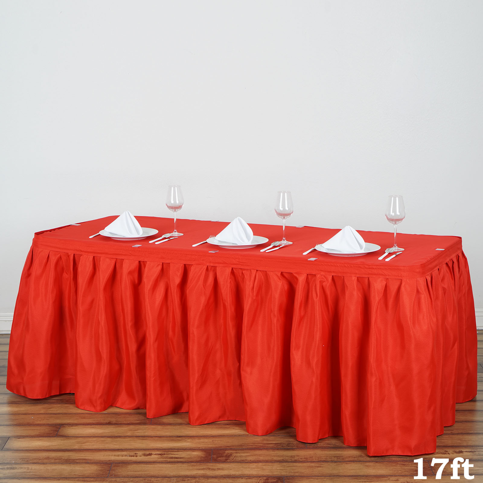 17 feet x 29" Polyester Banquet Table Skirt Wedding Party Linens Wholesale - Picture 32 of 46