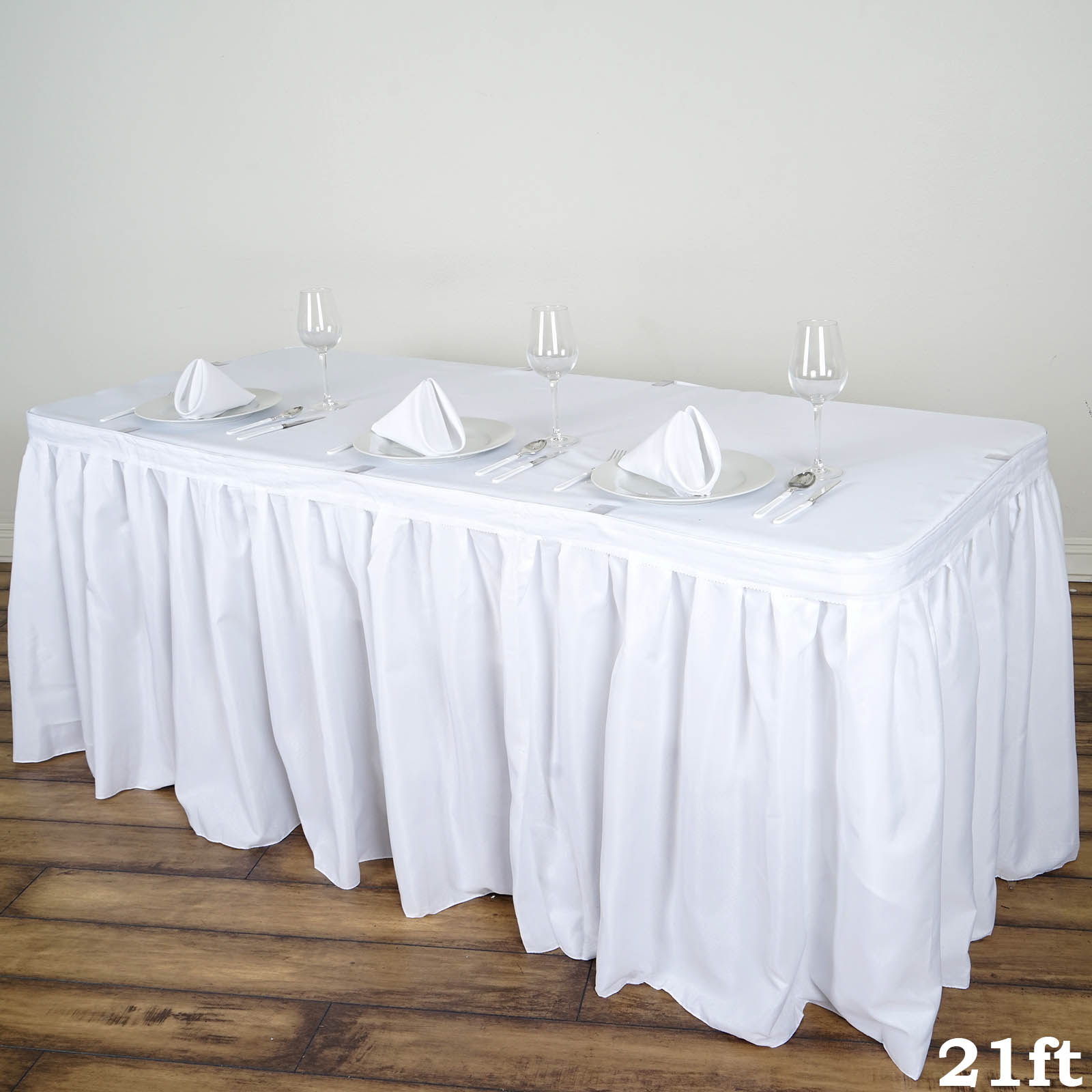 21 feet x 29" Polyester Banquet Table Skirt Wedding Party Linens Wholesale - Picture 89 of 93