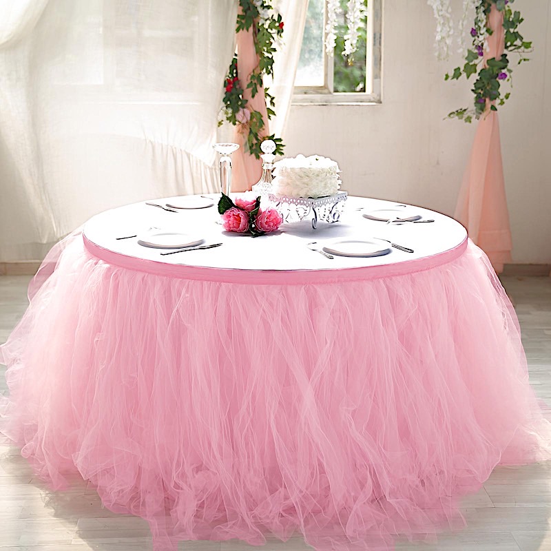 21 feet x 29" Multi Layers Tulle TABLE SKIRT Party Wedding Booth Decorations - Picture 32 of 42