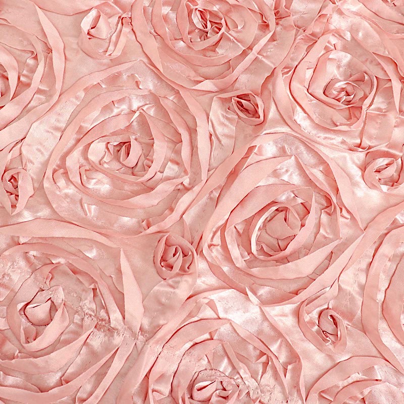 120-Inch ROUND Satin Ribbon Roses Tablecloth Decoration Dinner Wedding Linens - Picture 50 of 118