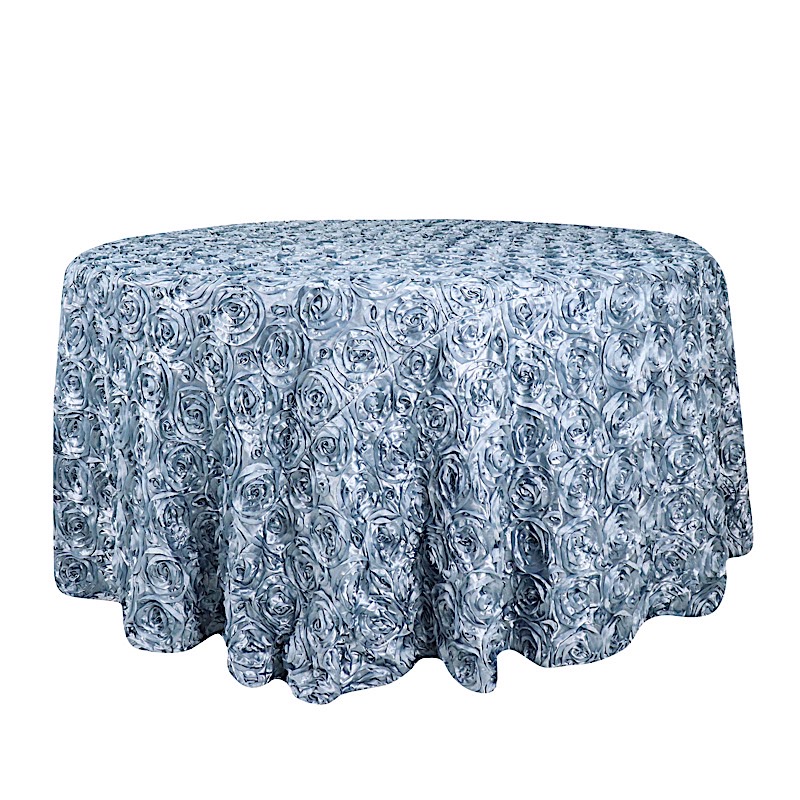 120-Inch ROUND Satin Ribbon Roses Tablecloth Decoration Dinner Wedding Linens - Picture 36 of 118