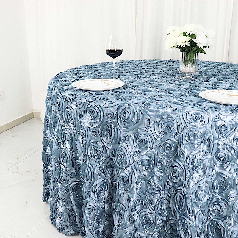 120-Inch ROUND Satin Ribbon Roses Tablecloth Decoration Dinner Wedding Linens - Picture 40 of 118