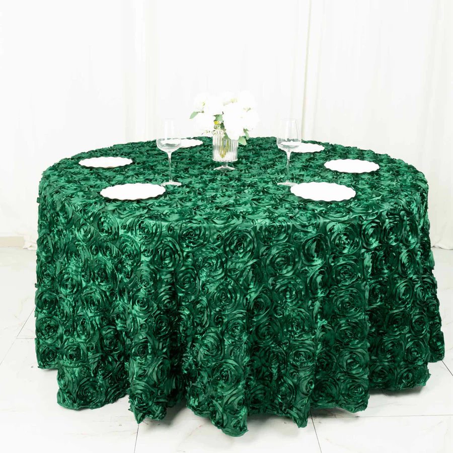 120-Inch ROUND Satin Ribbon Roses Tablecloth Decoration Dinner Wedding Linens - Picture 56 of 118