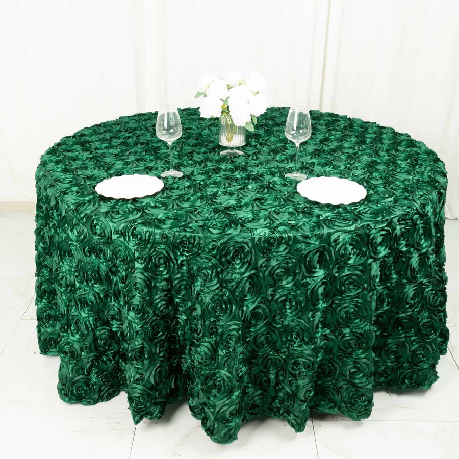 120-Inch ROUND Satin Ribbon Roses Tablecloth Decoration Dinner Wedding Linens - Picture 58 of 118