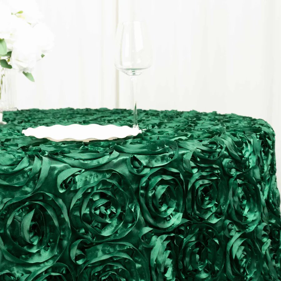 120-Inch ROUND Satin Ribbon Roses Tablecloth Decoration Dinner Wedding Linens - Picture 59 of 118