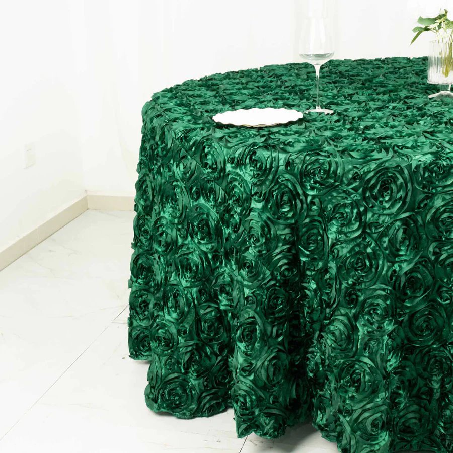 120-Inch ROUND Satin Ribbon Roses Tablecloth Decoration Dinner Wedding Linens - Picture 60 of 118