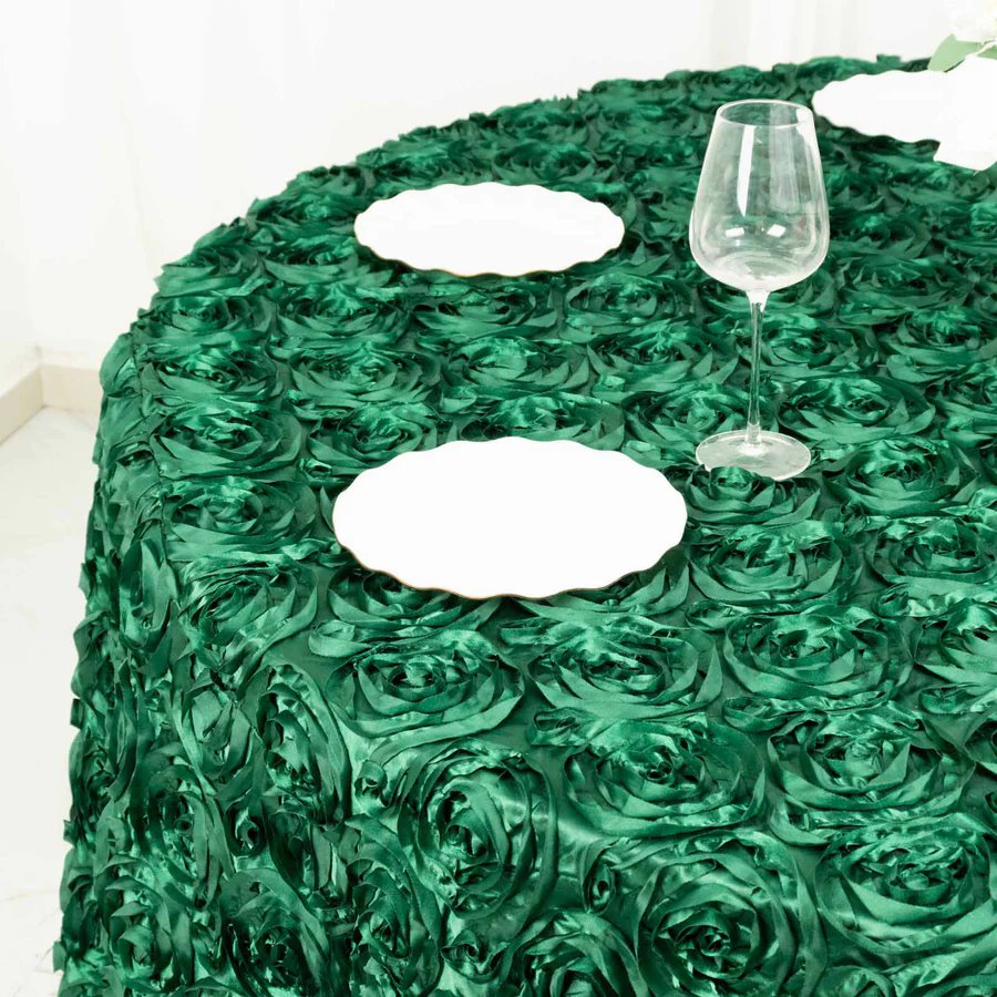 120-Inch ROUND Satin Ribbon Roses Tablecloth Decoration Dinner Wedding Linens - Picture 61 of 118