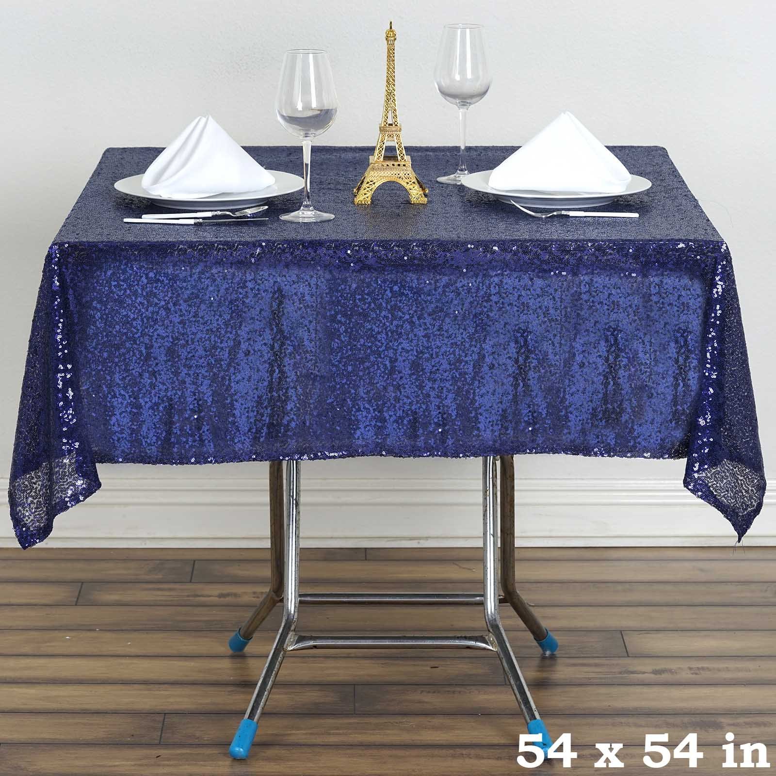 Sequined 54x54" SQUARE TABLECLOTH Designer Wedding Party Event Catering Linen - Picture 11 of 19