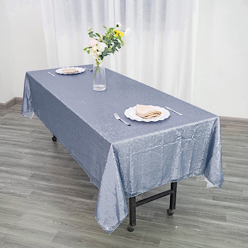 60" x 102" Sequin RECTANGULAR Tablecloth Dinner Wedding Linens Party Decorations - Picture 29 of 54