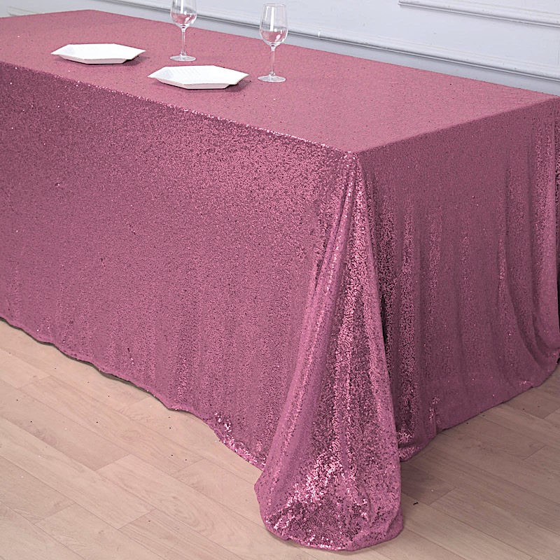 PINK Sequined 90x156" RECTANGLE TABLECLOTH Designer Wedding Party SALE - Picture 5 of 10
