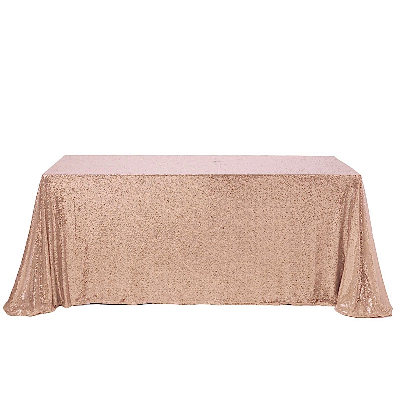 BLUSH Sequined 90x156" RECTANGLE TABLECLOTH Designer Wedding Party Catering main product image