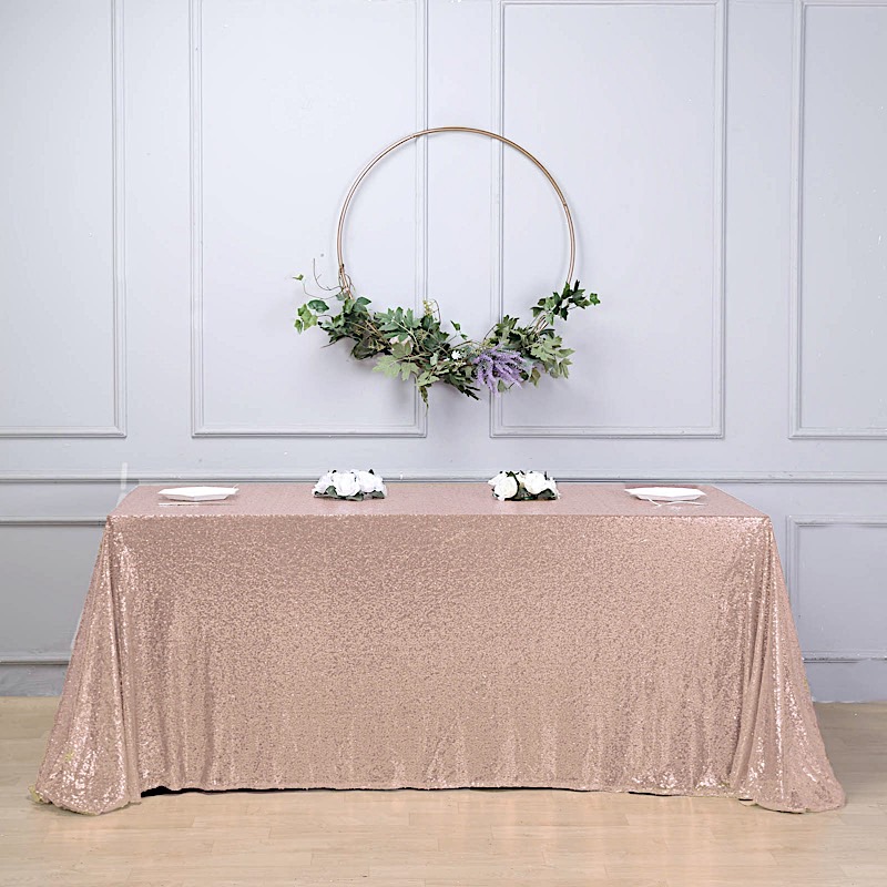 BLUSH Sequined 90x156" RECTANGLE TABLECLOTH Designer Wedding Party Catering detailed image 4
