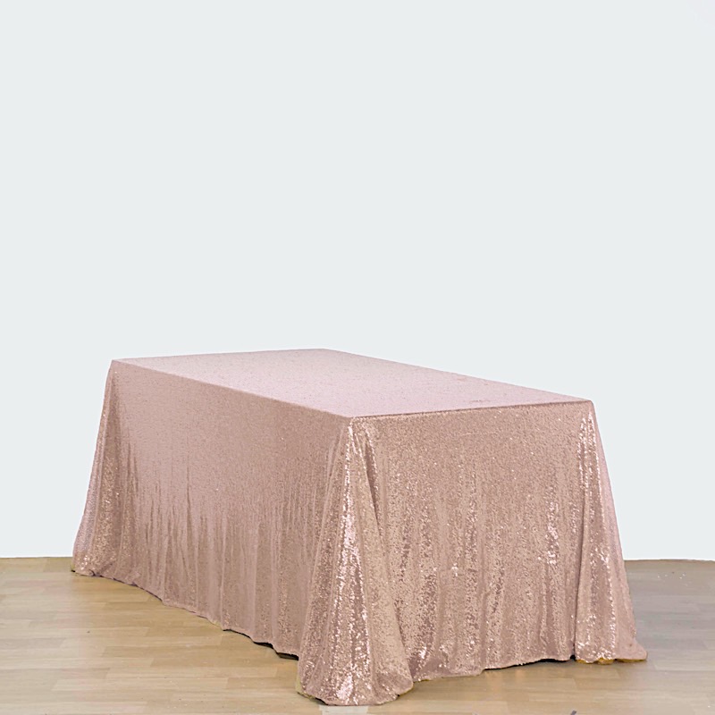 BLUSH Sequined 90x156" RECTANGLE TABLECLOTH Designer Wedding Party Catering detailed image 5