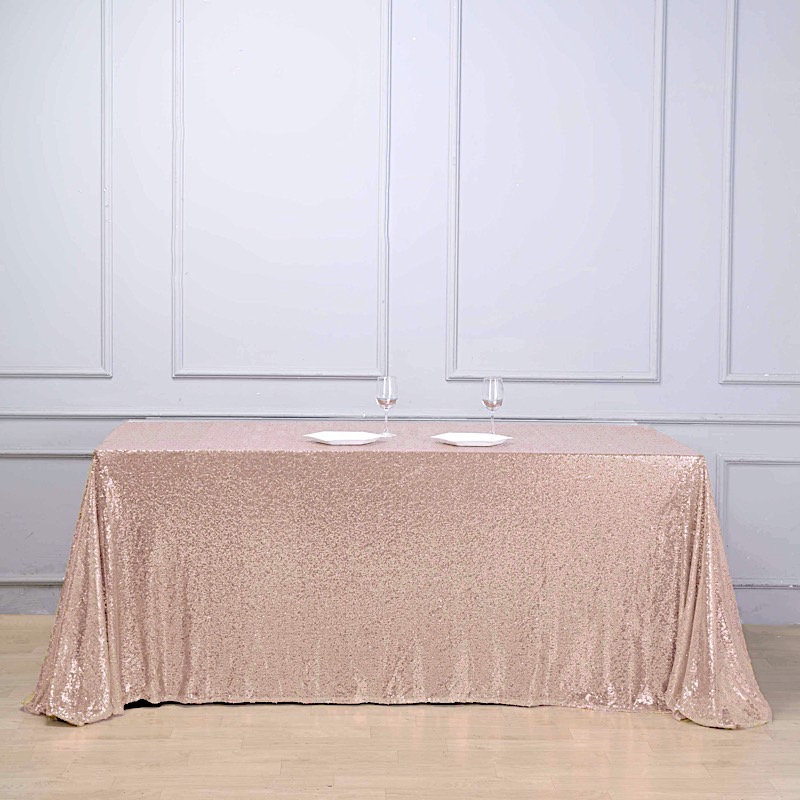 BLUSH Sequined 90x156" RECTANGLE TABLECLOTH Designer Wedding Party Catering detailed image 2