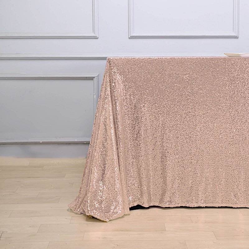 BLUSH Sequined 90x156" RECTANGLE TABLECLOTH Designer Wedding Party Catering detailed image 3