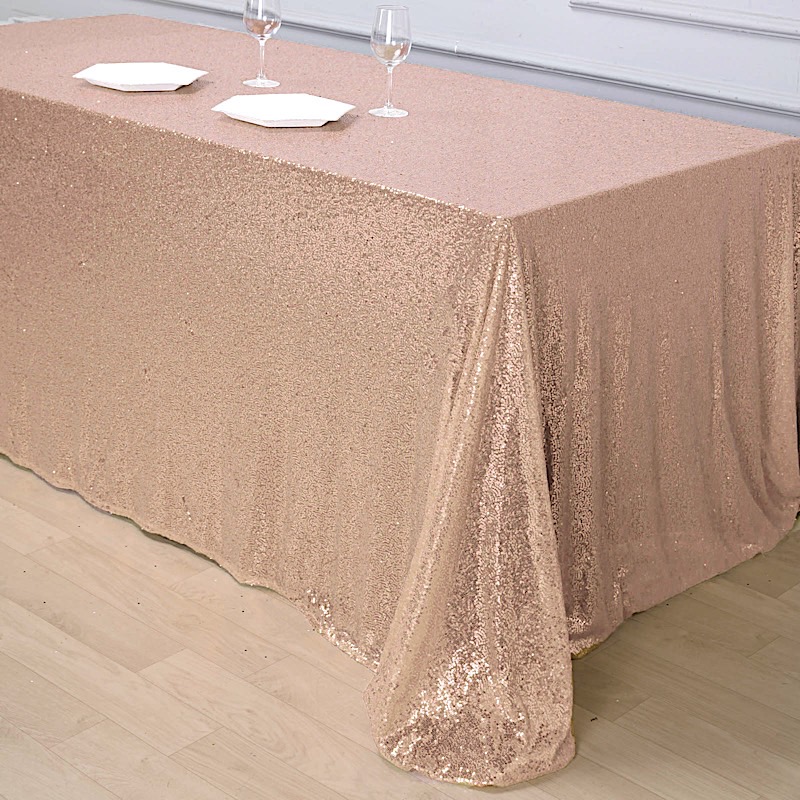 BLUSH Sequined 90x156" RECTANGLE TABLECLOTH Designer Wedding Party Catering detailed image 7