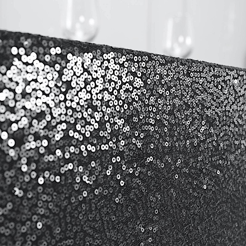 BLACK Sequined 90x156" RECTANGLE TABLECLOTH Designer Wedding Party Catering detailed image 6