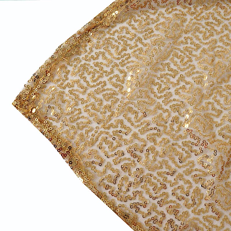 GOLD Sequined 90x156" RECTANGLE TABLECLOTH Designer Wedding Party Catering Linen - Picture 7 of 10