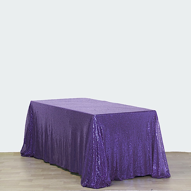 PURPLE Sequined 90x156" RECTANGLE TABLECLOTH Designer Wedding Party Catering