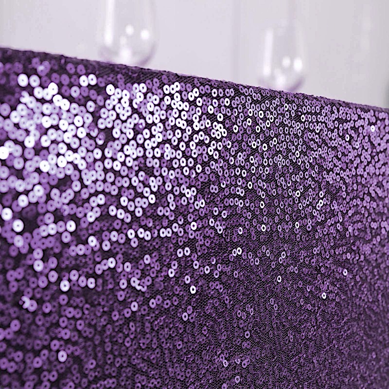 PURPLE Sequined 90x156" RECTANGLE TABLECLOTH Designer Wedding Party Catering