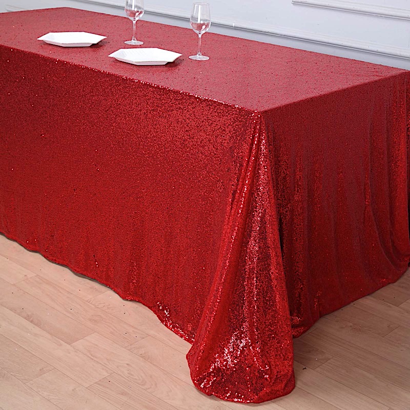 Rote Pailletten 90x156" RECHTECK TISCHDECKE Designer Hochzeit Party ANGEBOT - Bild 3 von 10