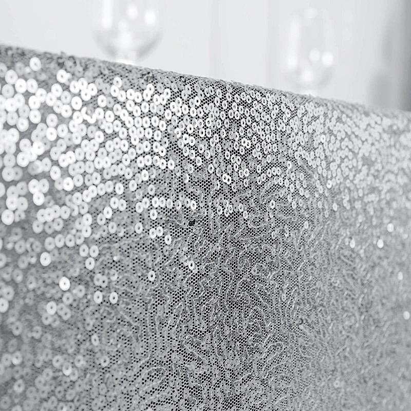 SILVER Sequined 90x156" RECTANGLE TABLECLOTH Designer Wedding Party Catering