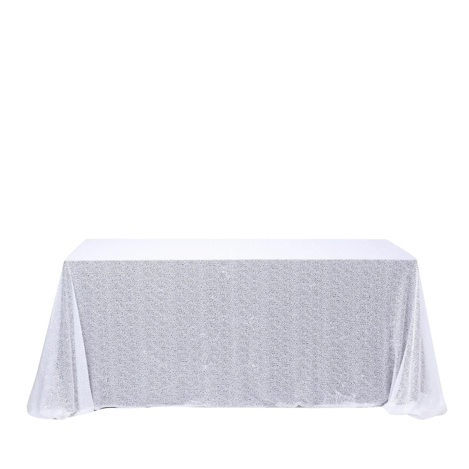 White Sequined 90x156" RECTANGLE TABLECLOTH Designer Wedding Party main product image