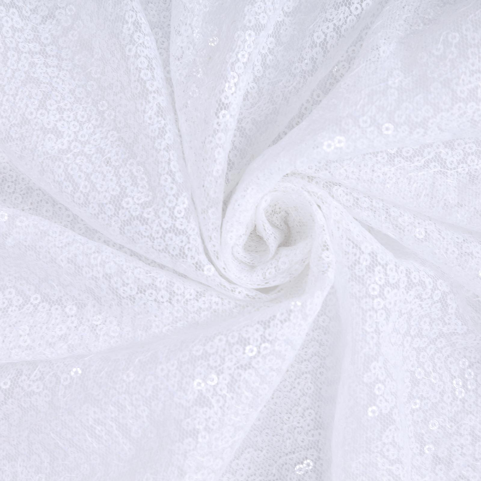 White Sequined 90x156" RECTANGLE TABLECLOTH Designer Wedding Party detailed image 2