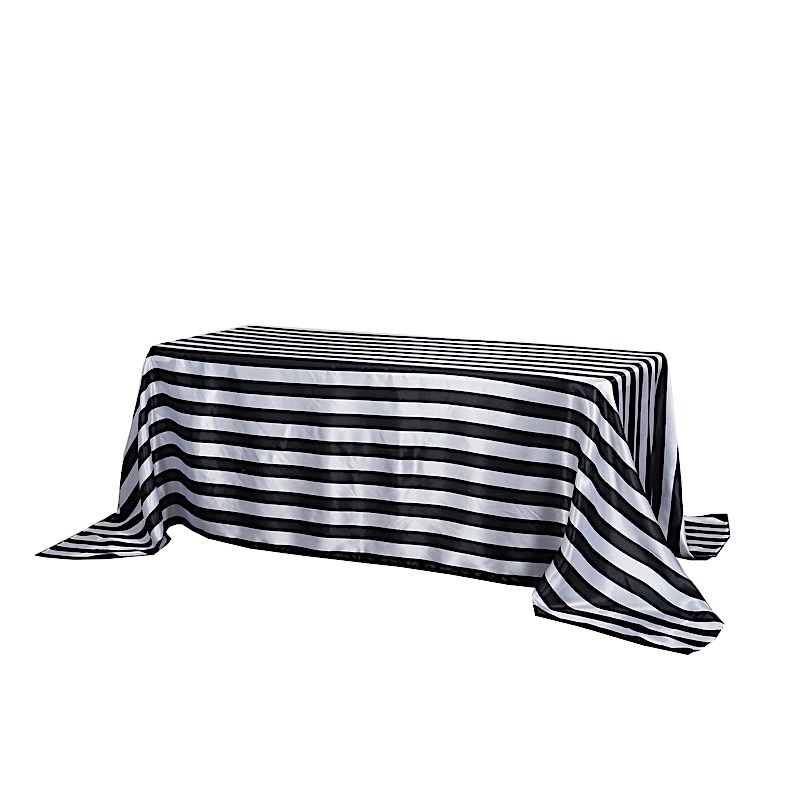 90x132" Stripes Satin Rectangular Tablecloth Linens Wedding Decorations Supplies