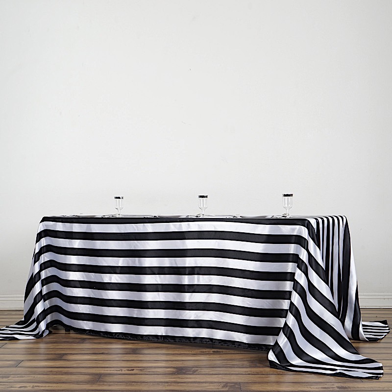 90x132" Stripes Satin Rectangular Tablecloth Linens Wedding Decorations Supplies