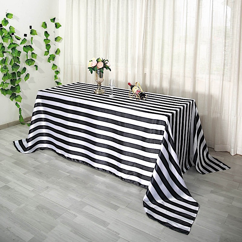 90" x 156" Satin Stripes Rectangular Tablecloth Wedding Party Decorations SALE - Picture 9 of 21