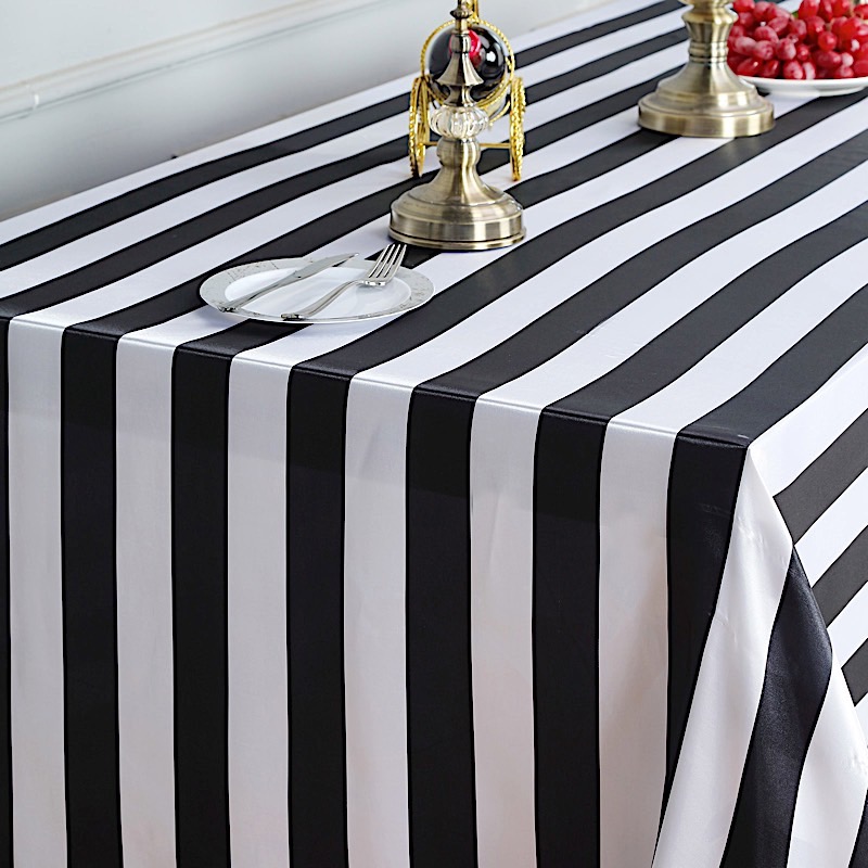 90" x 156" Satin Stripes Rectangular Tablecloth Wedding Party Decorations SALE - Picture 7 of 21