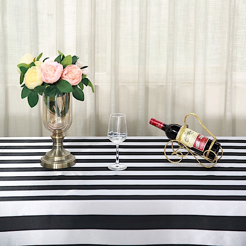 90" x 156" Satin Stripes Rectangular Tablecloth Wedding Party Decorations SALE - Picture 8 of 21
