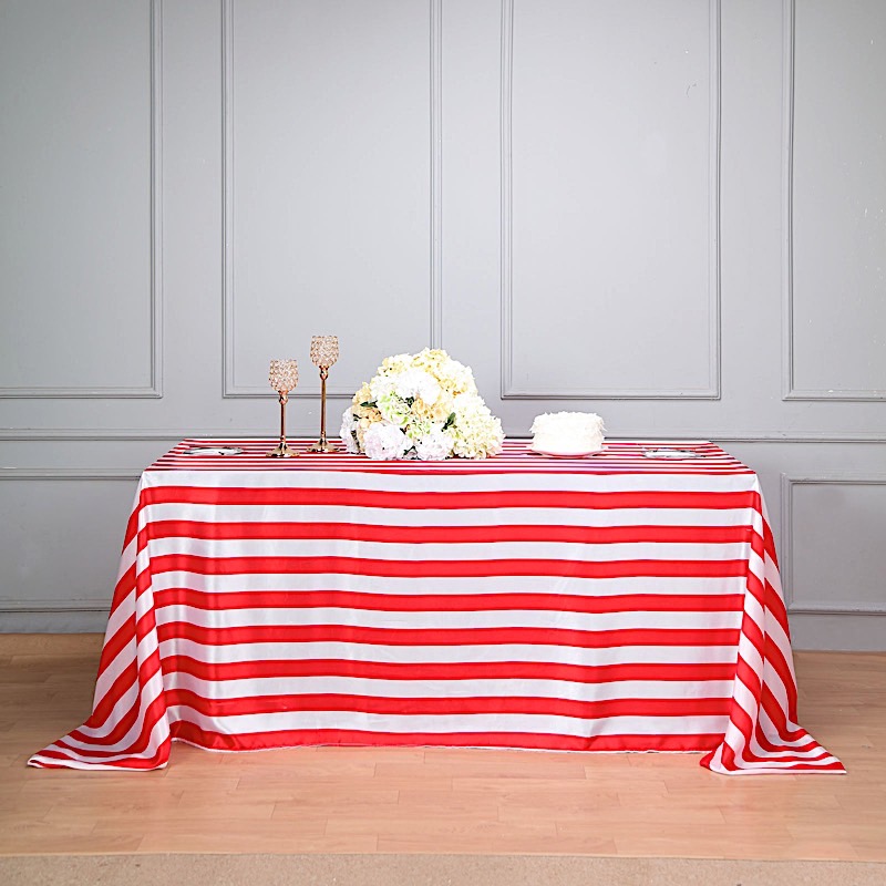 90" x 156" Satin Stripes Rectangular Tablecloth Wedding Party Decorations SALE - Picture 11 of 21