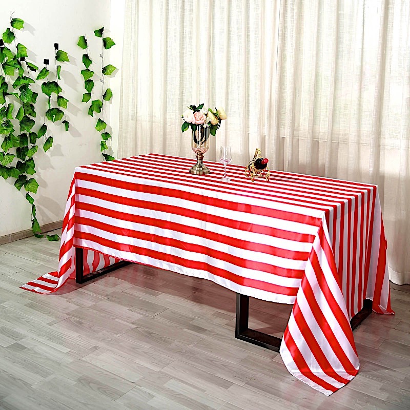 90" x 156" Satin Stripes Rectangular Tablecloth Wedding Party Decorations SALE - Picture 15 of 21