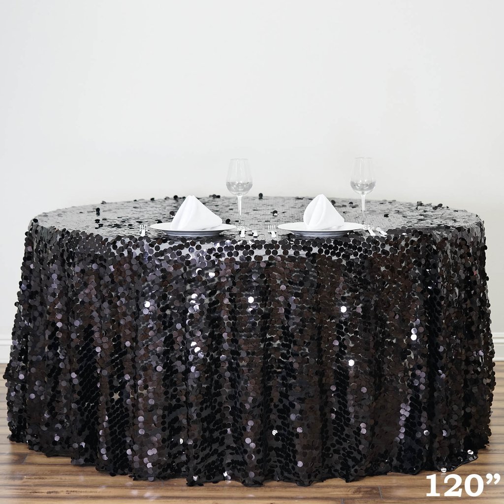 120" Large Payette Sequin Round Tablecloth Wedding Linens Dtcorations Wholesale - Picture 4 of 96