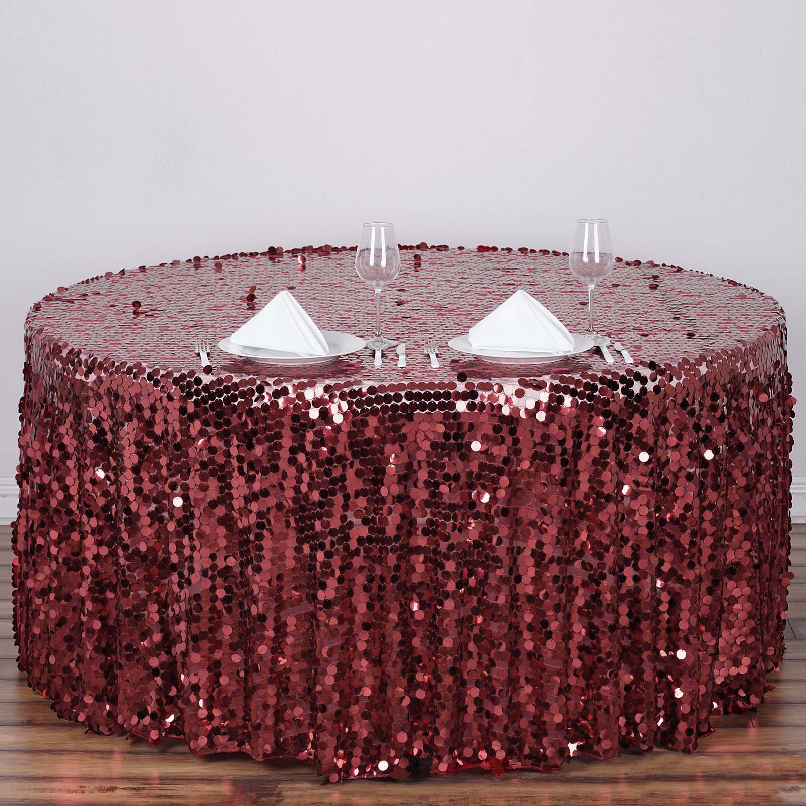 120" Large Payette Sequin Round Tablecloth Wedding Linens Dtcorations Wholesale - Picture 18 of 96