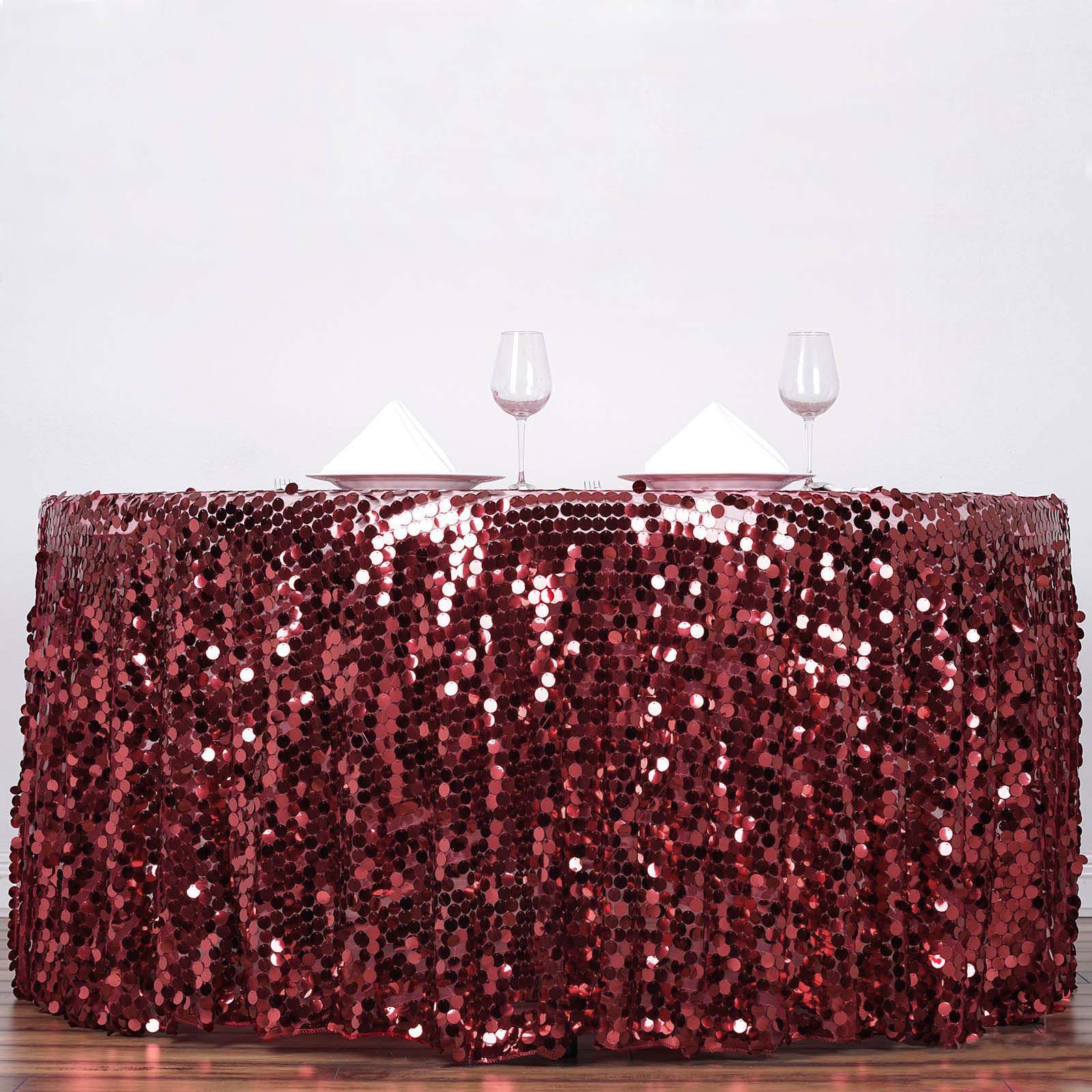 120" Large Payette Sequin Round Tablecloth Wedding Linens Dtcorations Wholesale - Picture 19 of 96