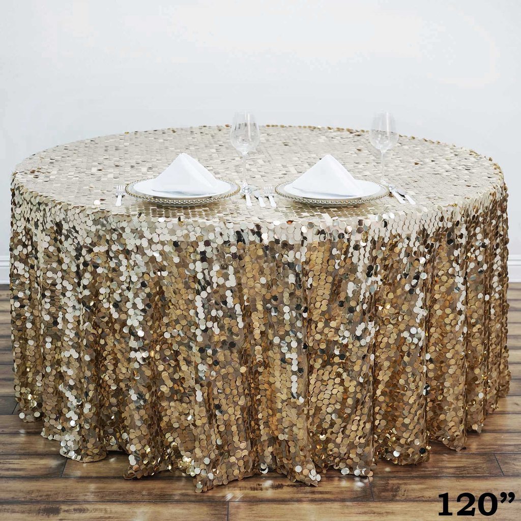 120" Large Payette Sequin Round Tablecloth Wedding Linens Dtcorations Wholesale - Picture 26 of 96