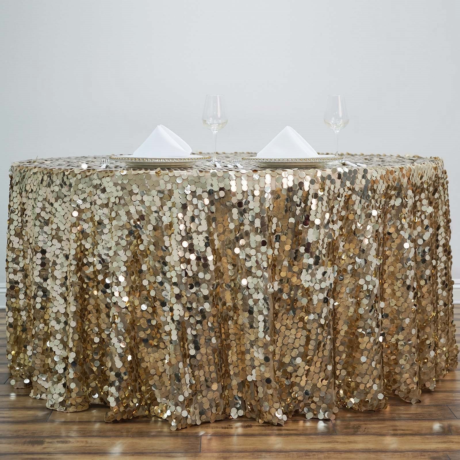 120" Large Payette Sequin Round Tablecloth Wedding Linens Dtcorations Wholesale - Picture 28 of 96