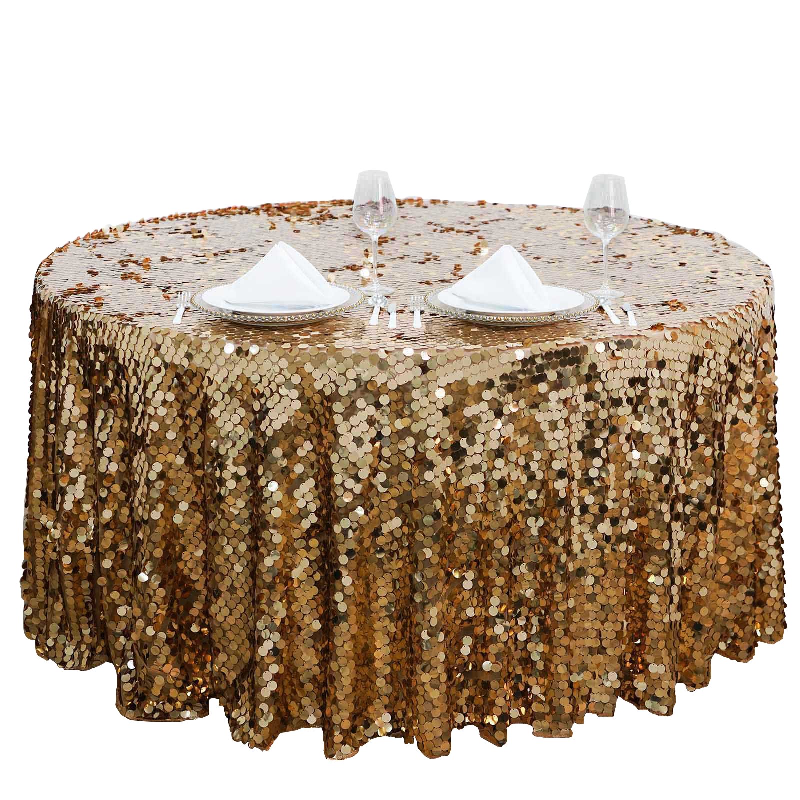 120" Large Payette Sequin Round Tablecloth Wedding Linens Dtcorations Wholesale - Picture 44 of 96