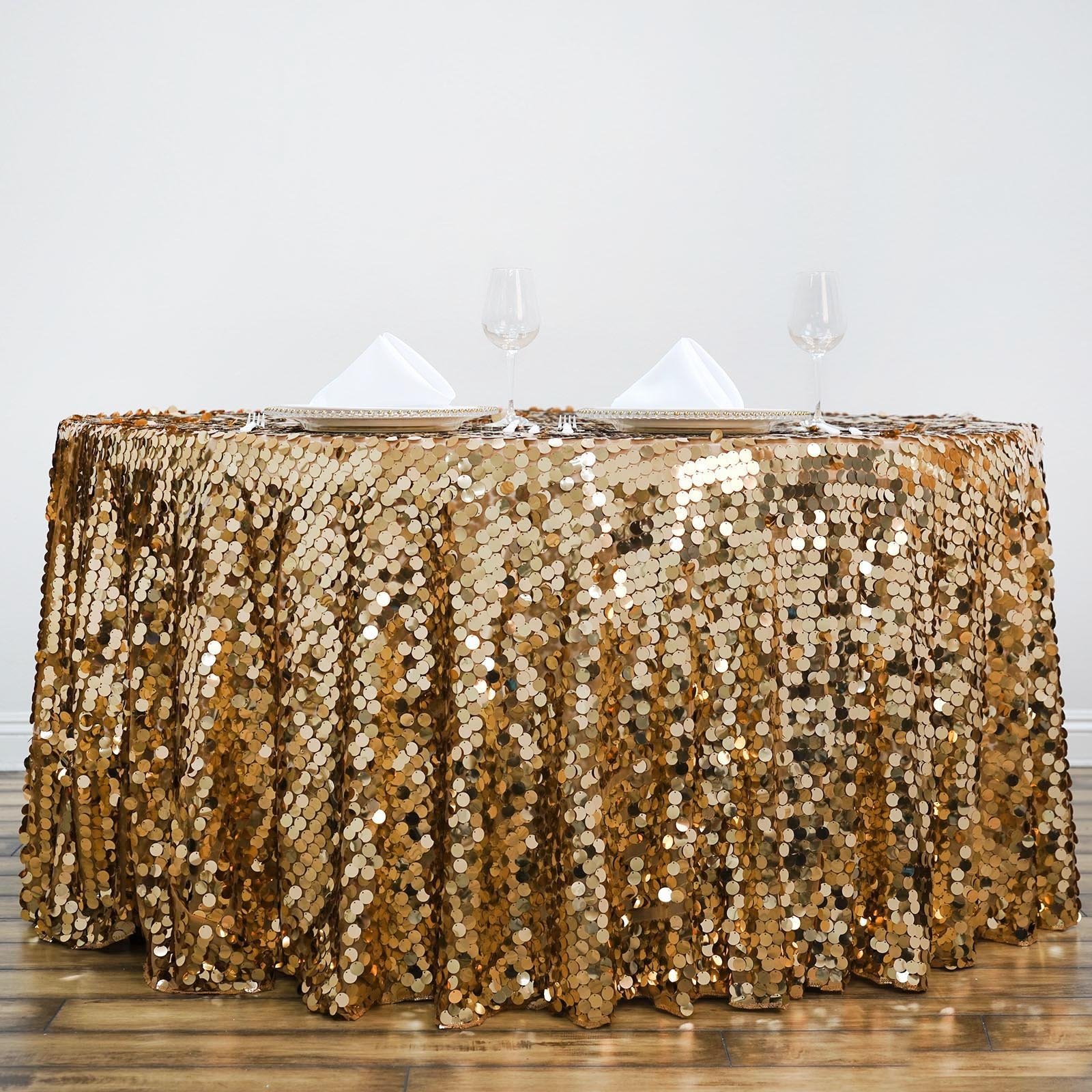 120" Large Payette Sequin Round Tablecloth Wedding Linens Dtcorations Wholesale - Picture 45 of 96