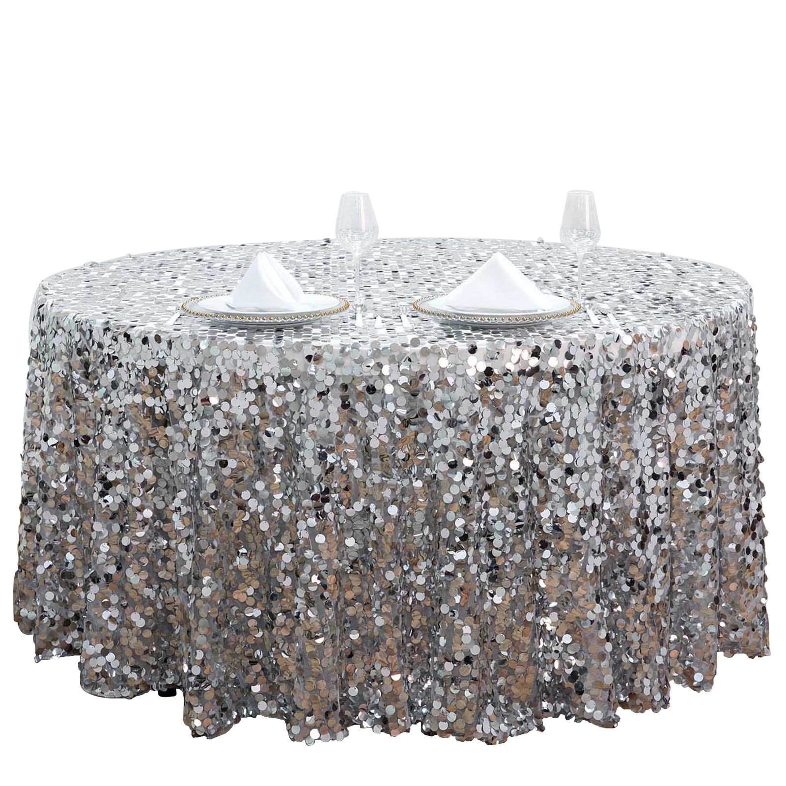 120" Large Payette Sequin Round Tablecloth Wedding Linens Dtcorations Wholesale - Picture 84 of 96