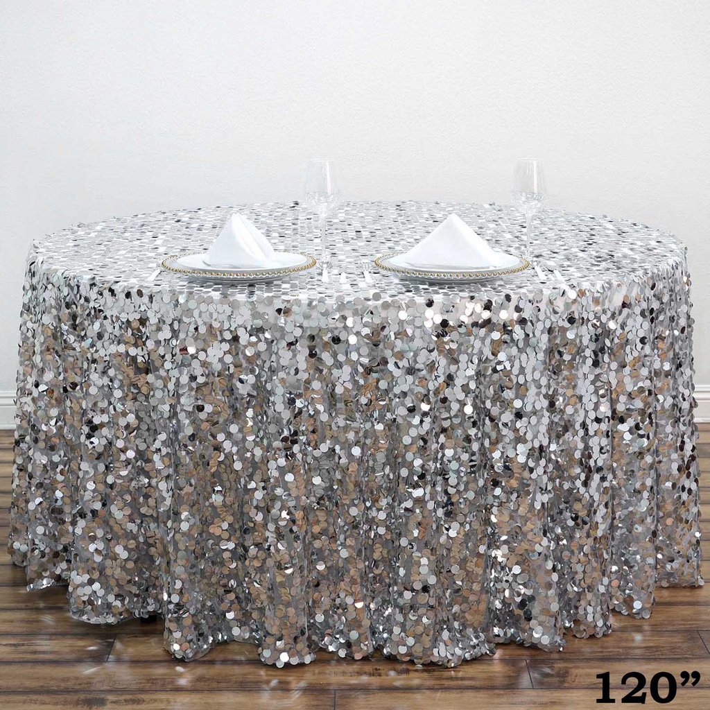 120" Large Payette Sequin Round Tablecloth Wedding Linens Dtcorations Wholesale - Picture 82 of 96