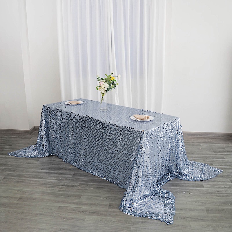 90x156" Large Payette Sequin Rectangular Tablecloth Wedding Party Dinner Linens - Picture 13 of 79
