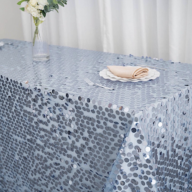 90x156" Large Payette Sequin Rectangular Tablecloth Wedding Party Dinner Linens - Picture 16 of 79