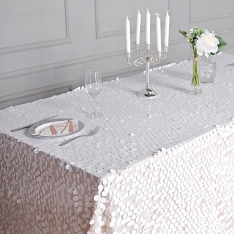 90x156-Inch RECTANGULAR TABLECLOTH Big Payettes Sequines Wedding Party Linens - Picture 72 of 74
