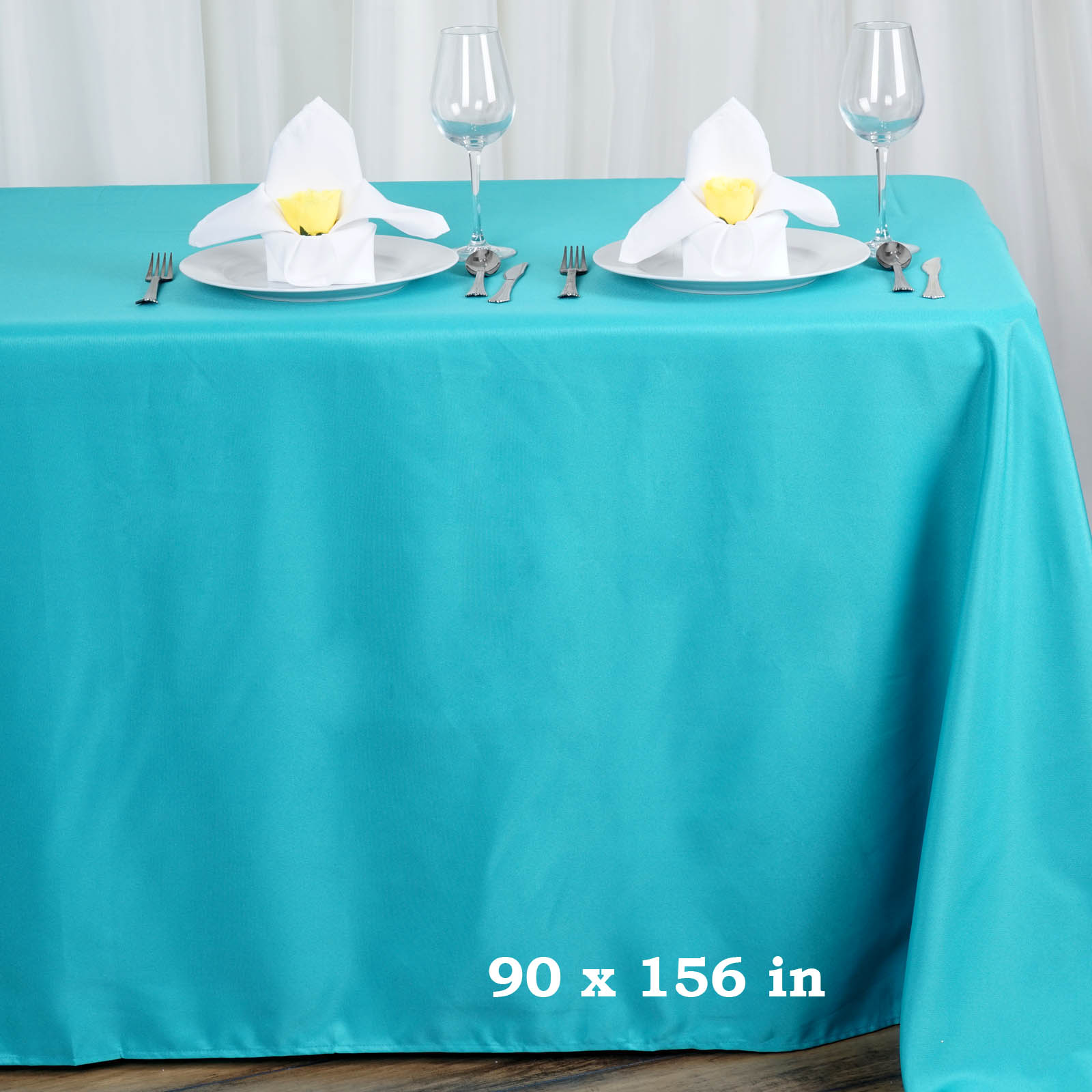 90x156-Inch RECTANGULAR Polyester Tablecloths Reception Catering Wedding Party - Picture 204 of 231