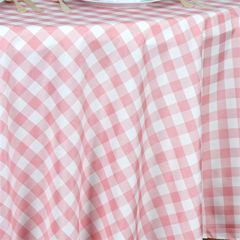 108" Checkered Gingham Polyester Round Tablecloth WEDDING PARTY LINENS
